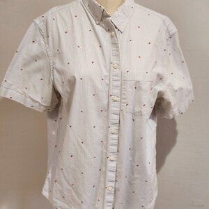 Old Navy Mens white Button down Shirt Short Sleeve Size L